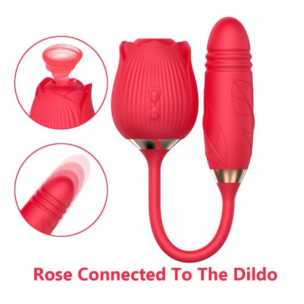 Rose Sucking Vibrator with Dildo - Image 3